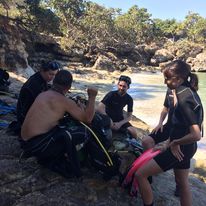 “Scuba instructor teaching course in Matanzas swimming beach"