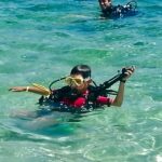 Student descending during an Open Water training dive in Cuba
