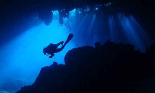 Exploring a sunlit cavern in Varadero