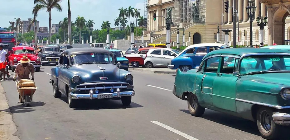 Transfer on classic car across Cuba