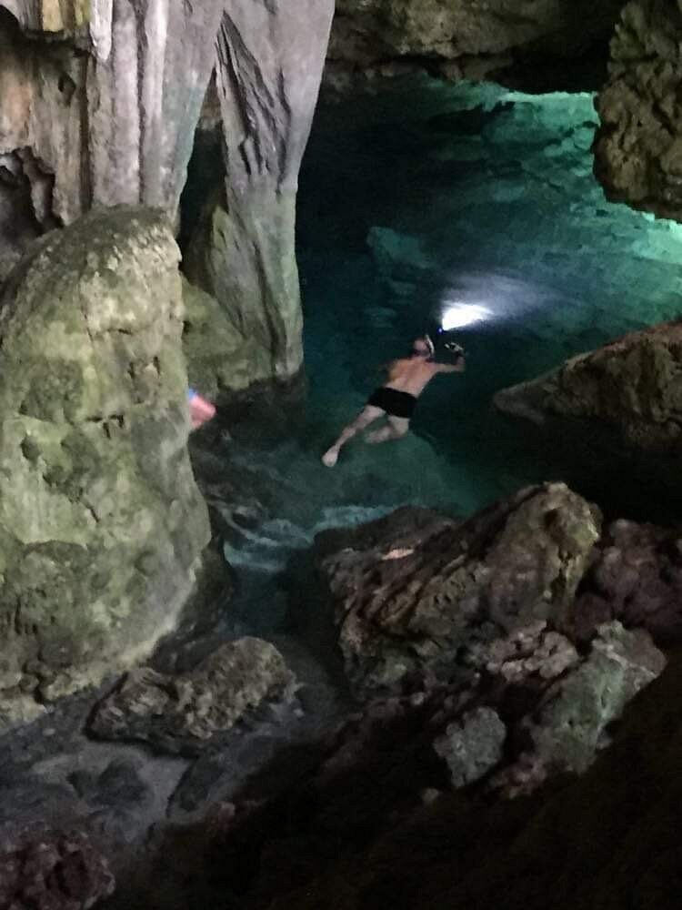 Snorkeler exploring Saturno Cave near Varadero Cuba